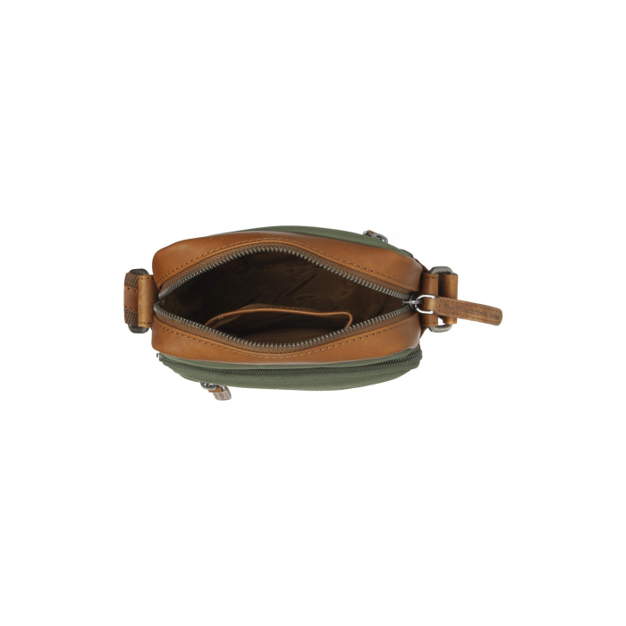 Geanta de barbati, The Chesterfield Brand, din nylon si piele, Karlstad, Verde olive [2]