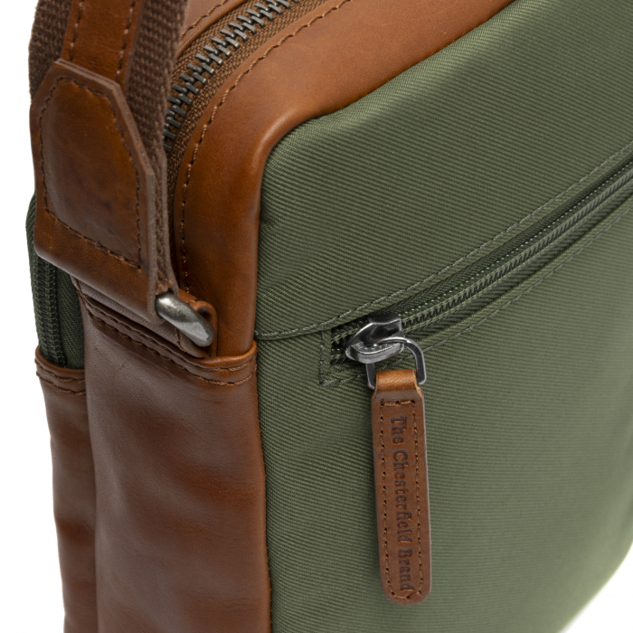 Geanta de barbati, The Chesterfield Brand, din nylon si piele, Karlstad, Verde olive [4]