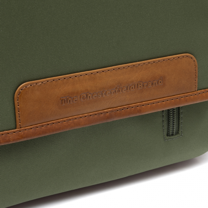 Geanta de barbati, The Chesterfield Brand, din nylon si piele, Mikeli, Verde olive [2]