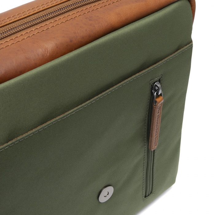 Geanta de barbati, The Chesterfield Brand, din nylon si piele, Mikeli, Verde olive [4]