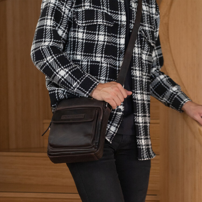 Geanta de barbati The Chesterfield Brand, din piele moale, Bath, Maro inchis [2]
