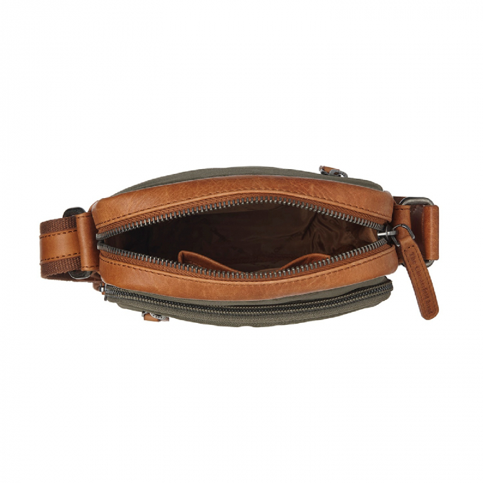 Geanta de barbati, The Chesterfield Brand, din nylon si piele, Karlstad, Verde olive [2]