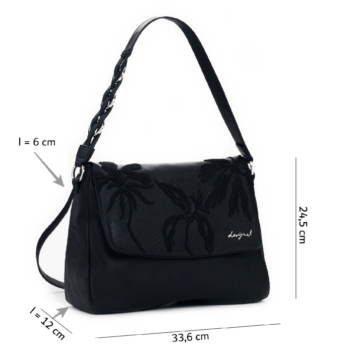 Geanta de dama, 2 in 1, de mana, umar si tip rucsac, Desigual, Posadas Floralis, Negru [2]