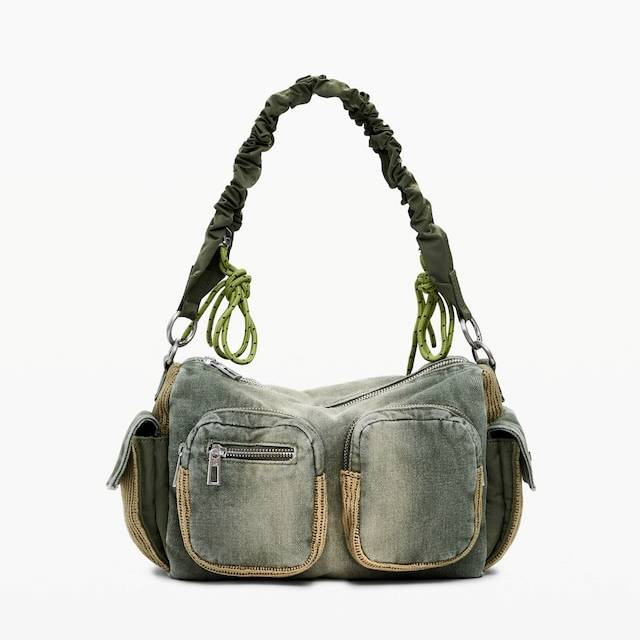 Geanta de dama crossbody, Desigual, seria Bravo Hybrid Denim Habana, Verde Army [4]
