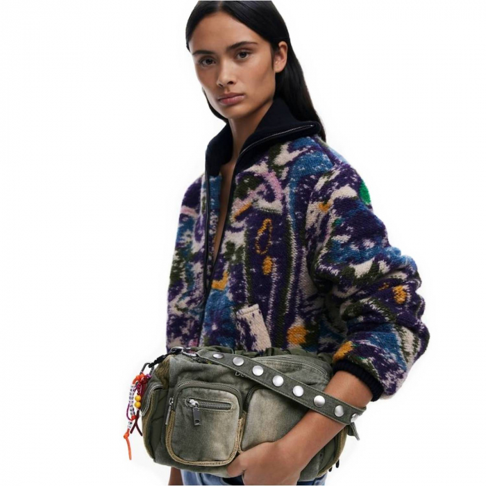 Geanta de dama crossbody, Desigual, seria Bravo Hybrid Denim Habana, Verde Army [2]