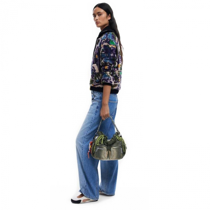 Geanta de dama crossbody, Desigual, seria Bravo Hybrid Denim Habana, Verde Army [3]