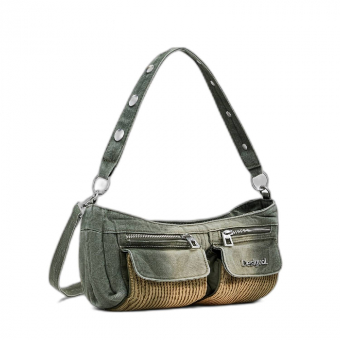 Geanta de dama crossbody, Desigual, seria Bravo Hybrid Donosti, Verde Army [2]