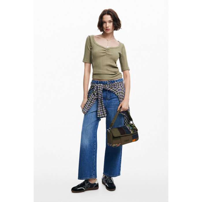 Geanta de dama crossbody, Desigual, seria Camo Patch Phuket Mini Long, Kaki [6]