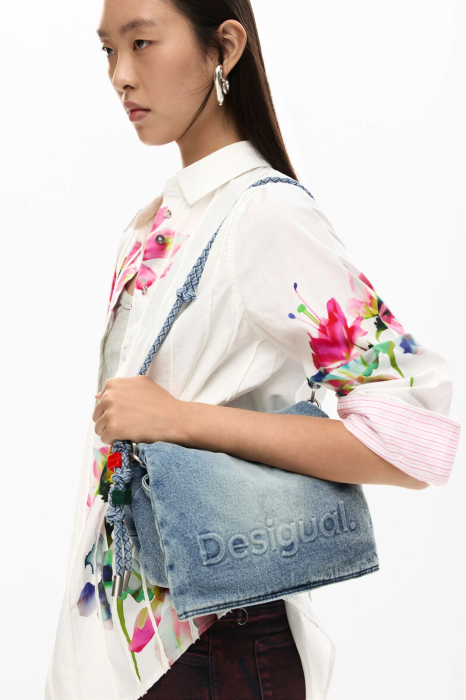 Geanta de dama crossbody, Desigual, seria Half Logo Denim, Albastru [2]
