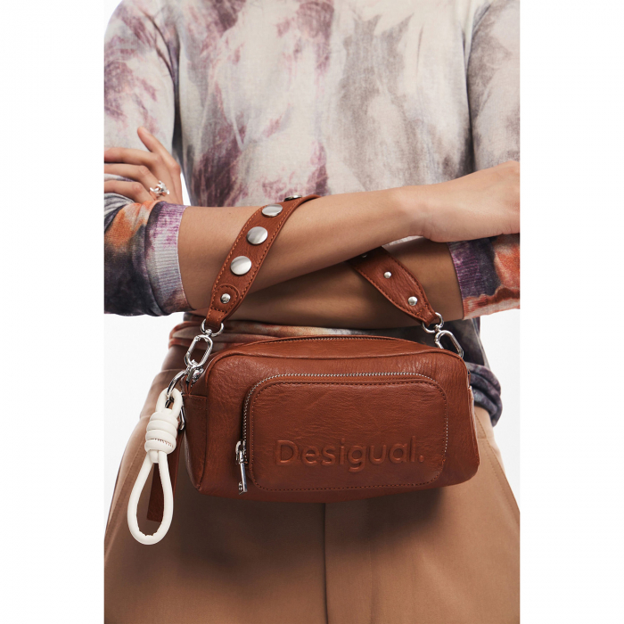 Geanta de dama crossbody, Desigual, seria Half logo Prades, Maro coniac [1]