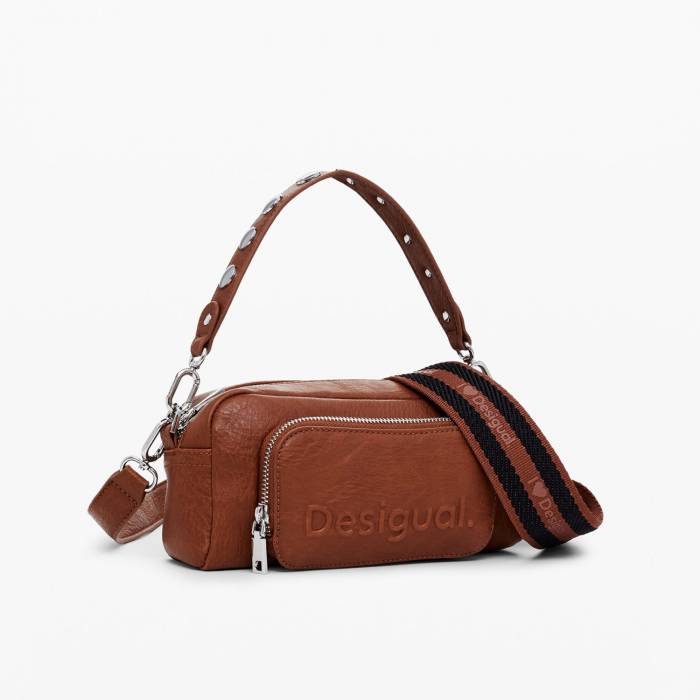 Geanta de dama crossbody, Desigual, seria Half logo Prades, Maro coniac [2]