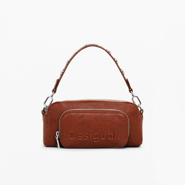 Geanta de dama crossbody, Desigual, seria Half logo Prades, Maro coniac [5]