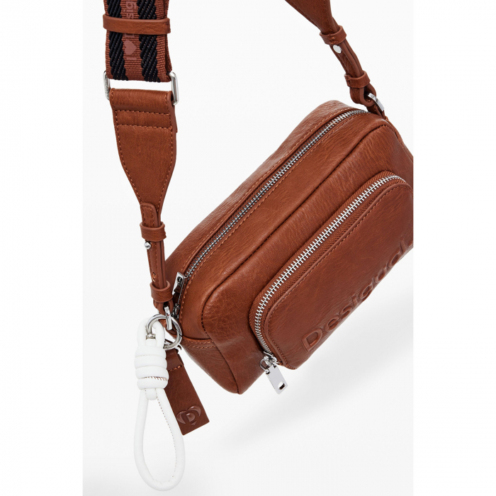 Geanta de dama crossbody, Desigual, seria Half logo Prades, Maro coniac [3]