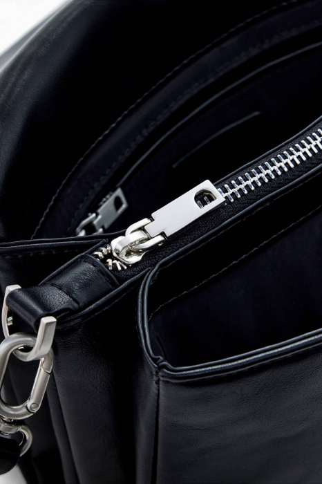 Geanta de dama crossbody, Desigual, seria Punkette Dortmund, Negru [4]
