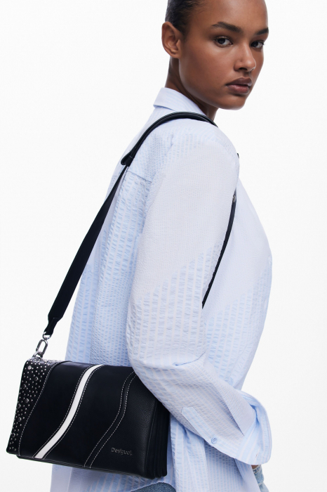 Geanta de dama crossbody, Desigual, seria Punkette Dortmund, Negru [2]