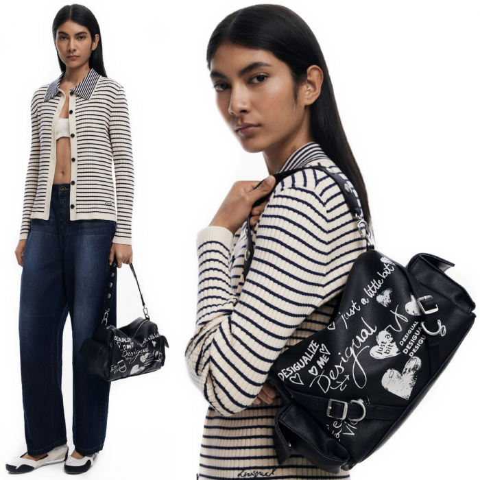 Geanta de dama crossbody, Desigual, seria Seshat Habana, Negru [3]