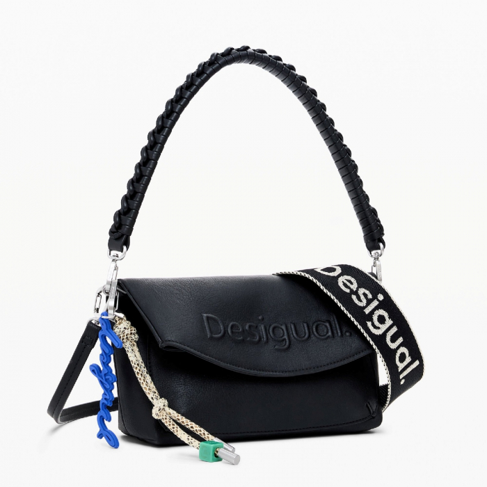 Geanta de dama, de dimensiune medie, Desigual, seria Half Logo Trokel, Negru [2]