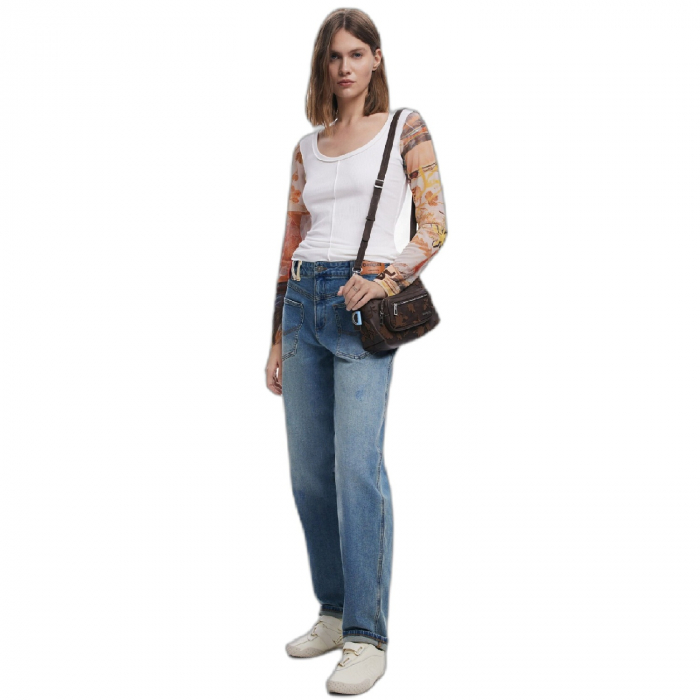 Geanta de dama, de dimensiune mica, Desigual, seria Stencil Flower Medellin, Maro ciocolata [5]