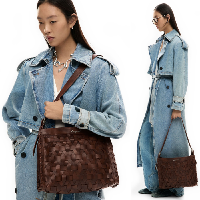 Geanta de dama, de mana si umar, Desigual, Argon, Maro coniac [4]