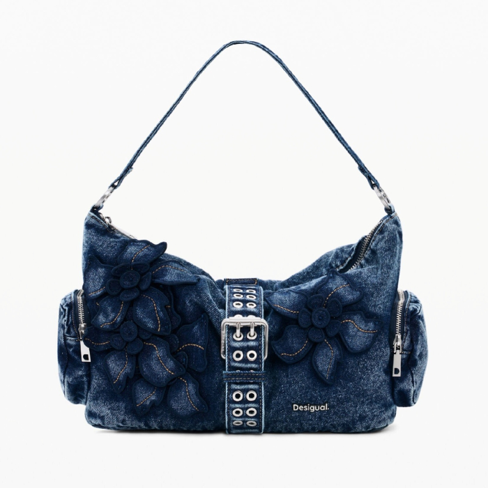 Geanta de dama, de mana si umar, Desigual, Denim Floralis, Albastrru [7]