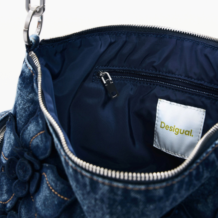 Geanta de dama, de mana si umar, Desigual, Denim Floralis, Albastrru [3]