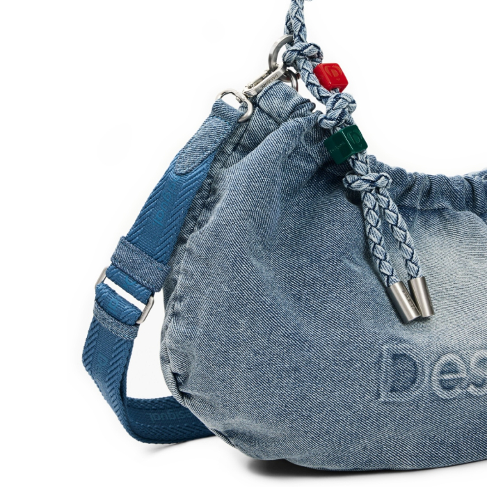 Geanta de dama, de mana si umar, Desigual, Half Logo Denim, Albastru [5]