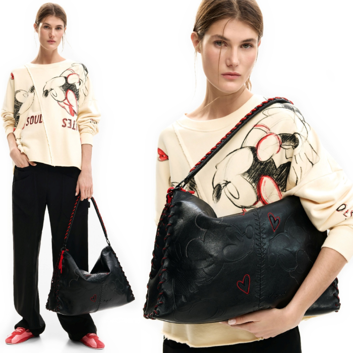 Geanta de dama, de mana si umar, Desigual, Mickey Leiria, Negru [5]