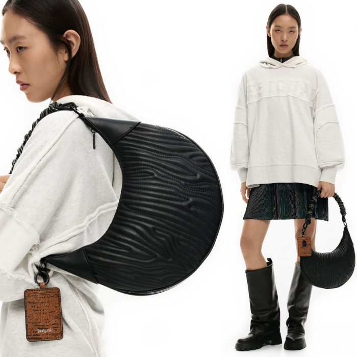 Geanta de dama, de mana si umar, Desigual, Profund Black, Negru [4]