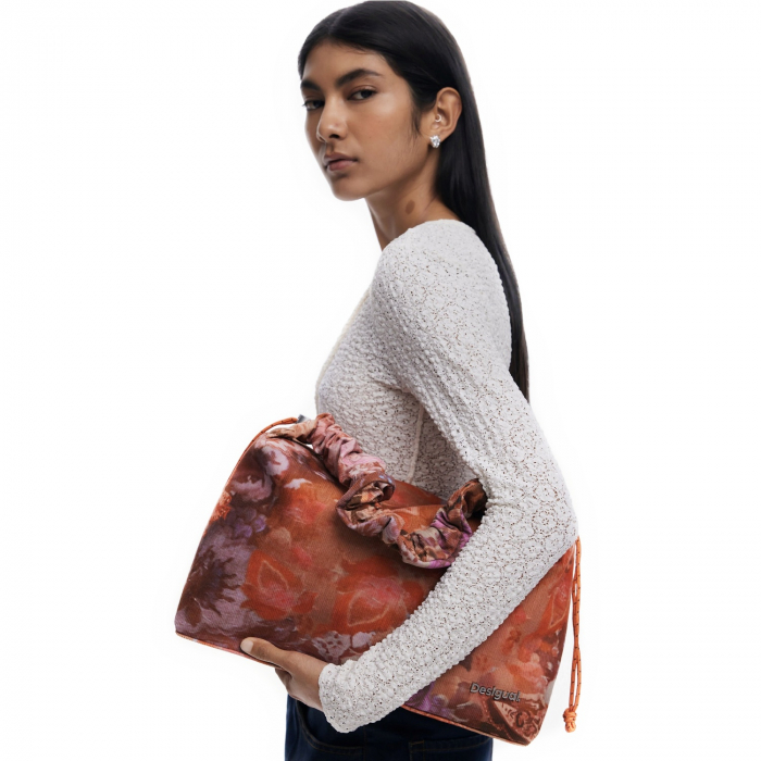 Geanta de dama, de mana si umar, Desigual, seria Corduroy Bergamo, Multicolor [1]