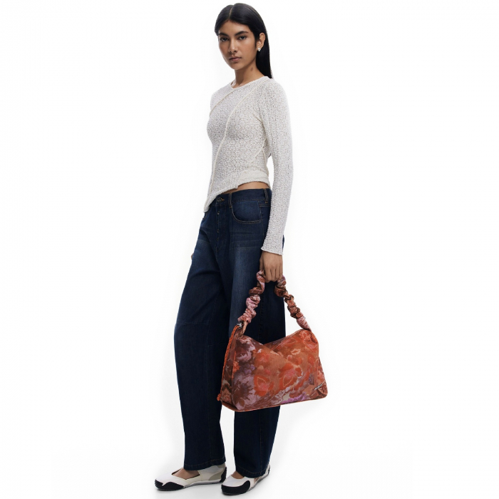 Geanta de dama, de mana si umar, Desigual, seria Corduroy Bergamo, Multicolor [4]
