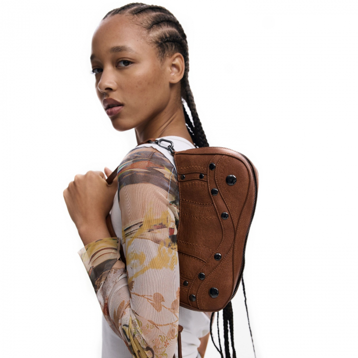 Geanta de dama, de mana si umar, Desigual, seria Embro Patch Alsacia, Maro Camel [2]