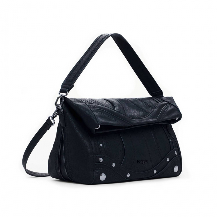 Geanta de dama, de mana si umar, Desigual, seria Embro Patch Loverty, Negru [1]