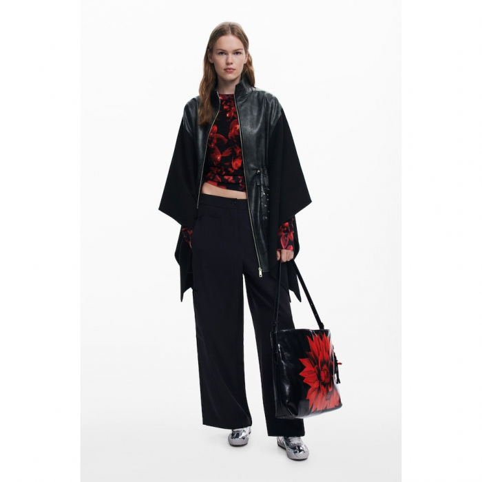 Geanta de dama, de mana si umar, Desigual, seria Flowerina Buxton, Negru [2]