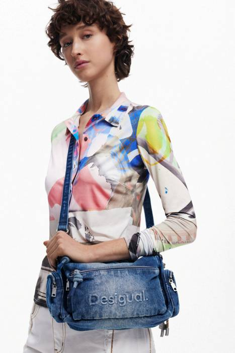 Geanta de dama, de mana si umar, Desigual, seria Half Logo, Albastru [2]