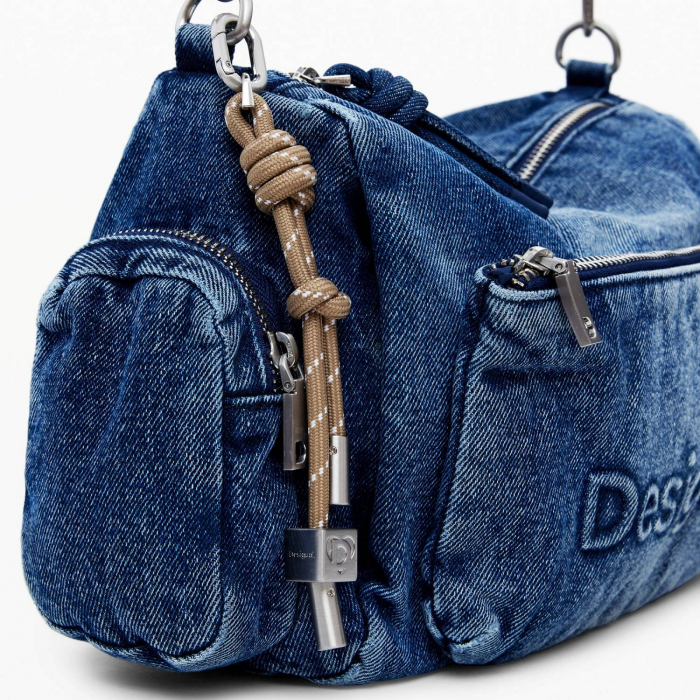Geanta de dama, de mana si umar, Desigual, seria Half Logo, Albastru [4]