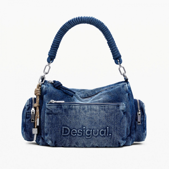Geanta de dama, de mana si umar, Desigual, seria Half Logo, Albastru [3]