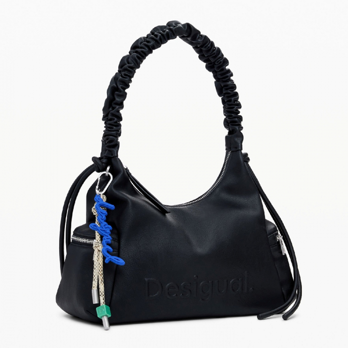 Geanta de dama, de mana si umar, Desigual, seria Half Logo Montville Piedra, Negru [2]