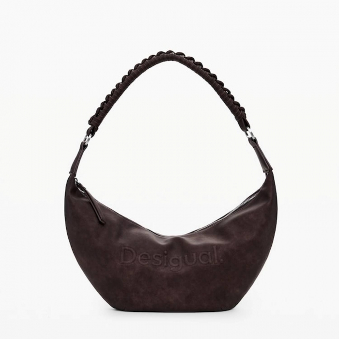 Geanta de dama, de mana si umar, Desigual, seria Half Logo Zante Choco, Maro inchis [3]