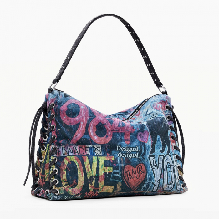 Geanta de dama, de mana si umar, Desigual, seria Pizzicato Leiria, Multicolor [2]