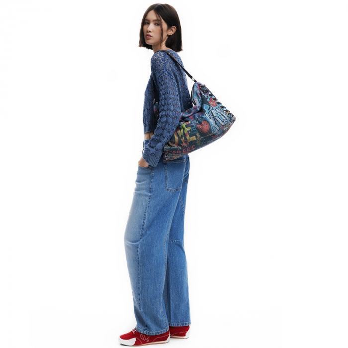 Geanta de dama, de mana si umar, Desigual, seria Pizzicato Leiria, Multicolor [6]
