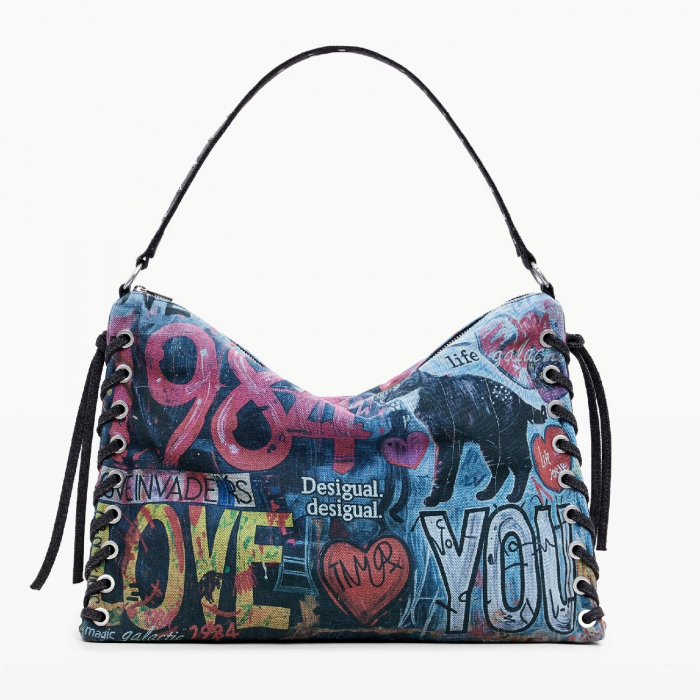 Geanta de dama, de mana si umar, Desigual, seria Pizzicato Leiria, Multicolor [5]