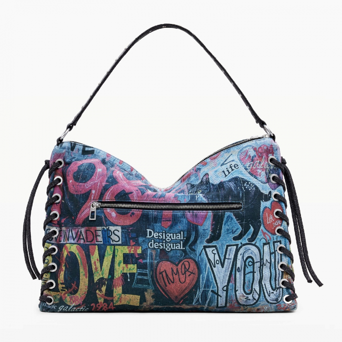 Geanta de dama, de mana si umar, Desigual, seria Pizzicato Leiria, Multicolor [8]
