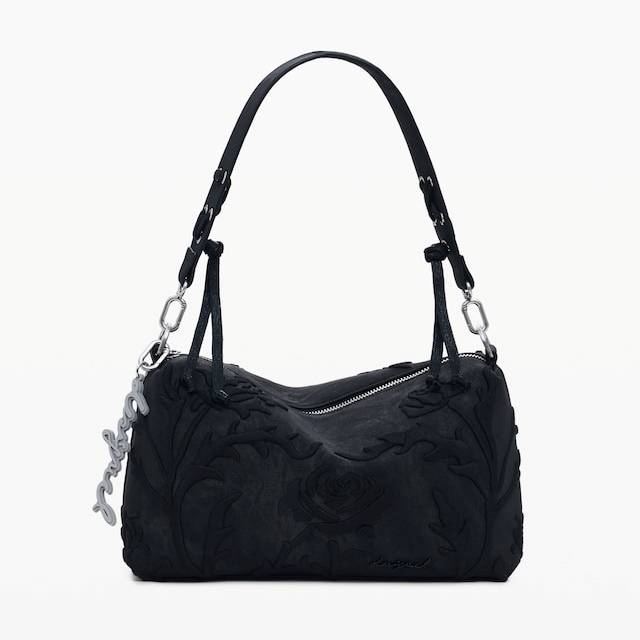 Geanta de dama, de mana si umar, Desigual, seria Romeo Floral Bergamo, Negru [6]