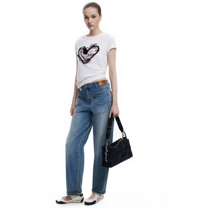 Geanta de dama, de mana si umar, Desigual, seria Romeo Floral Bergamo, Negru [3]