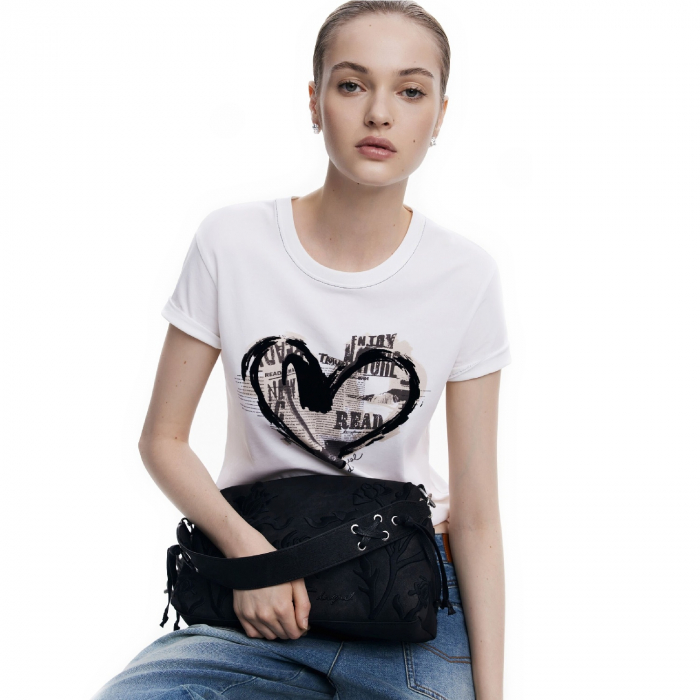 Geanta de dama, de mana si umar, Desigual, seria Romeo Floral Bergamo, Negru [1]