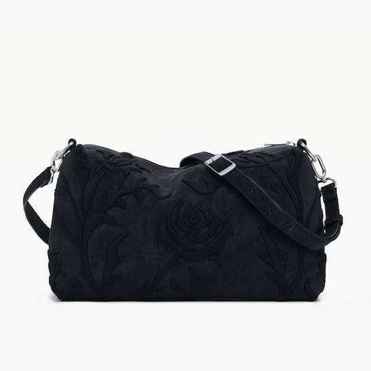 Geanta de dama, de mana si umar, Desigual, seria Romeo Floral Bergamo, Negru [7]
