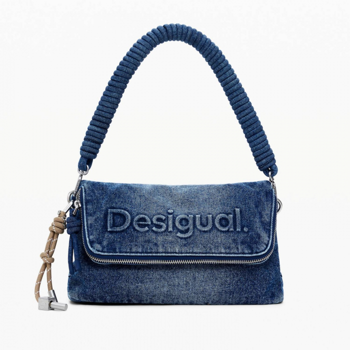 Geanta de dama, de mana si umar, Desigual, seria Half Logo, Albastru [4]