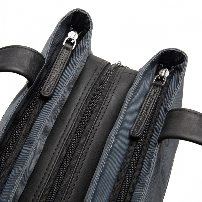 Geanta de dama din nylon si piele naturala, The Chesterfield Brand, Lavik, de mana si umar, Gri [3]
