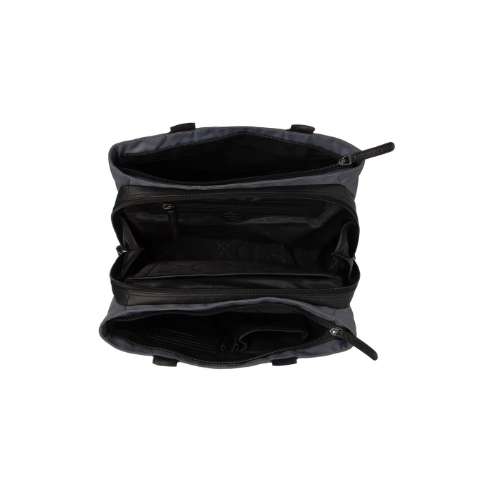 Geanta de dama din nylon si piele naturala, The Chesterfield Brand, Lavik, de mana si umar, Gri [4]