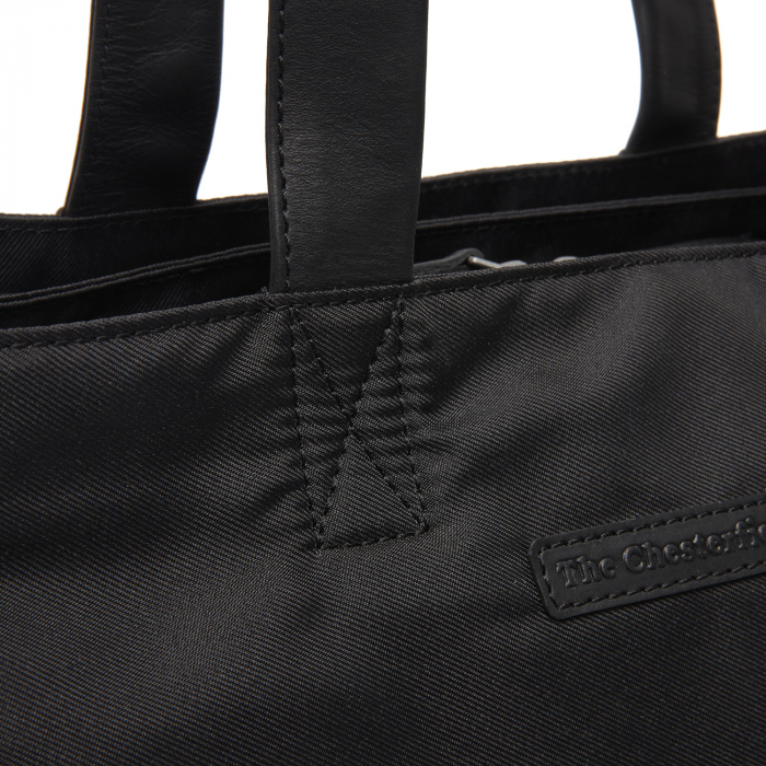 Geanta de dama din nylon si piele naturala, The Chesterfield Brand, Lavik, de mana si umar, Negru [2]